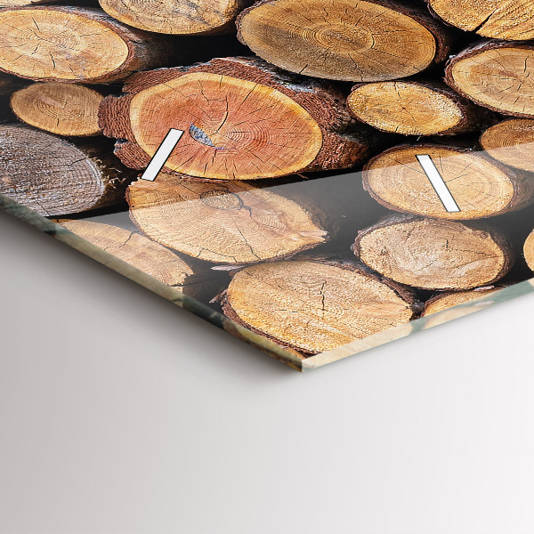 Glass wall clock rectangular Tree rings