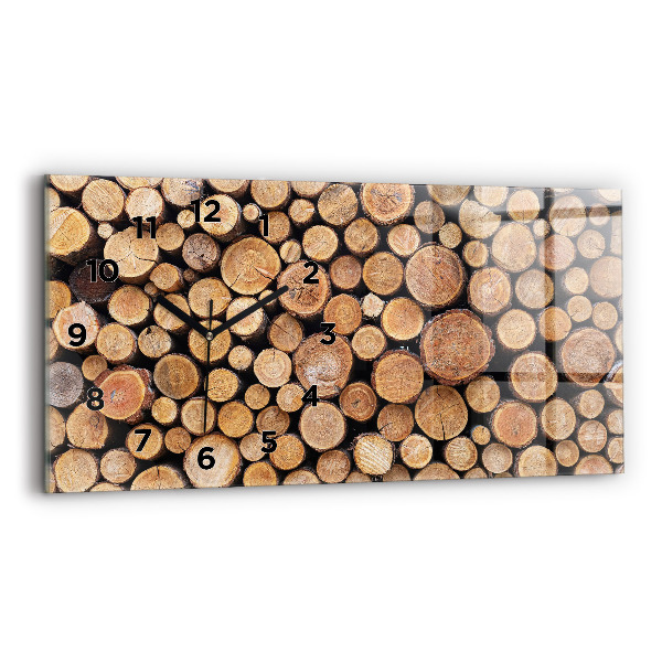 Glass wall clock rectangular Tree rings