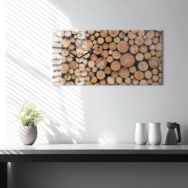 Glass wall clock rectangular Tree rings