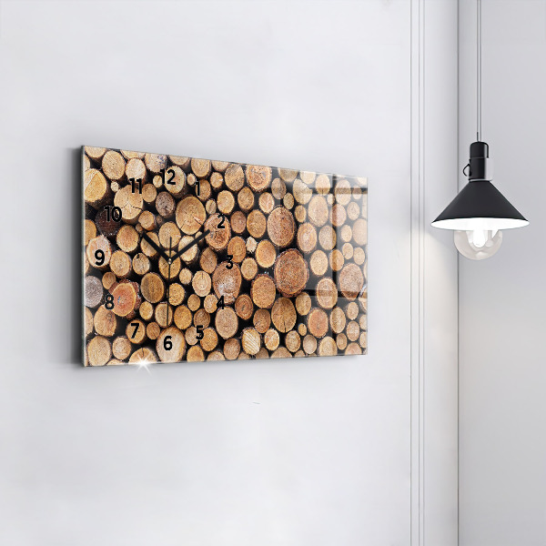 Glass wall clock rectangular Tree rings