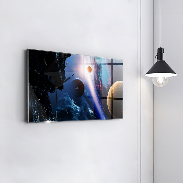 Glass wall clock rectangular Great Galaxy