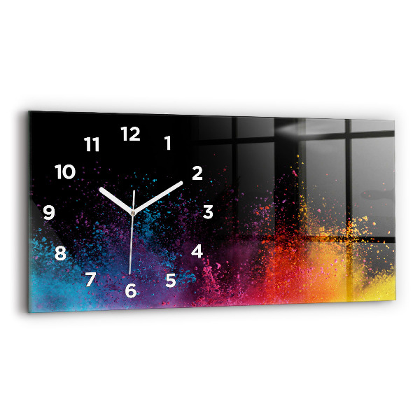 Glass wall clock rectangular Explosion of colors