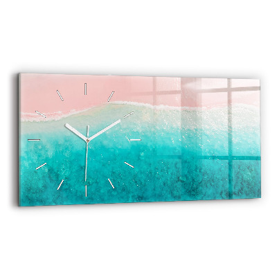 Glass wall clock rectangular Beach sea sand