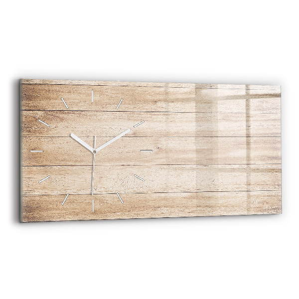 Glass wall clock rectangular Wooden texture