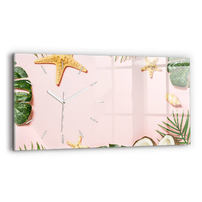 Glass wall clock rectangular Summer mood