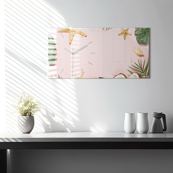 Glass wall clock rectangular Summer mood