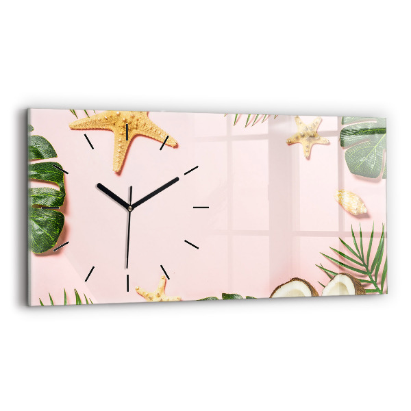 Glass wall clock rectangular Summer mood