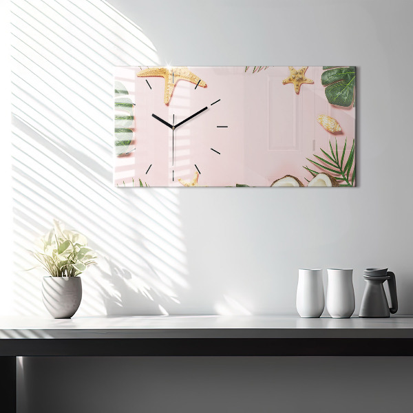 Glass wall clock rectangular Summer mood