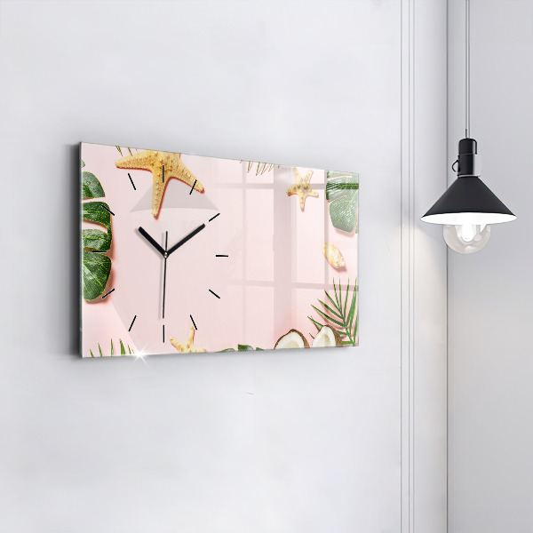 Glass wall clock rectangular Summer mood