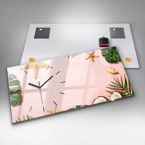 Glass wall clock rectangular Summer mood