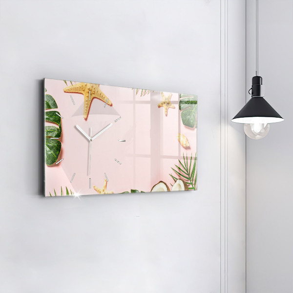 Glass wall clock rectangular Summer mood