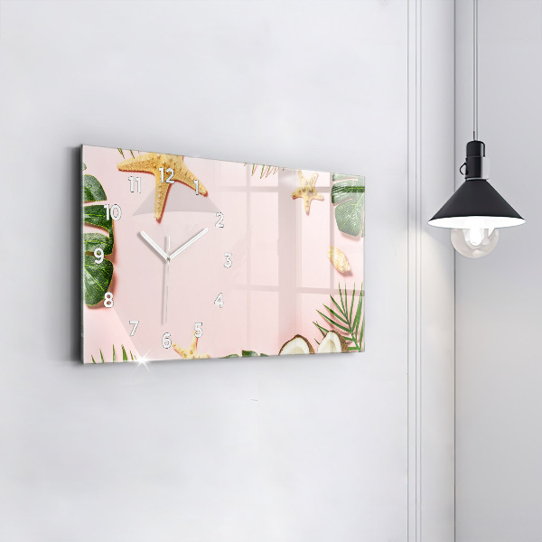 Glass wall clock rectangular Summer mood