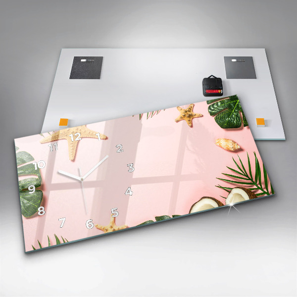 Glass wall clock rectangular Summer mood