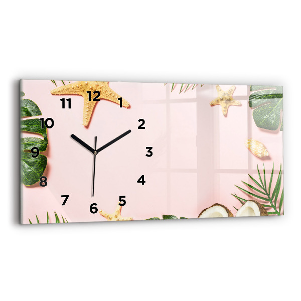 Glass wall clock rectangular Summer mood