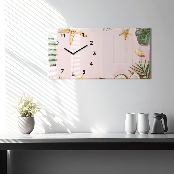 Glass wall clock rectangular Summer mood