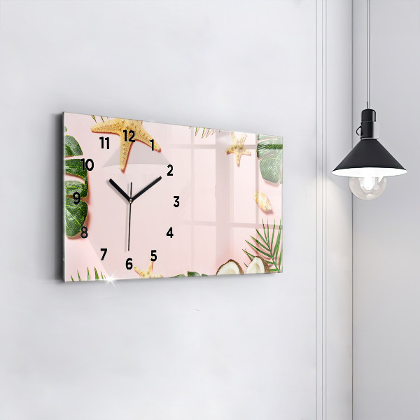 Glass wall clock rectangular Summer mood