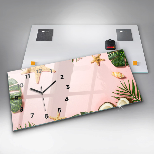 Glass wall clock rectangular Summer mood