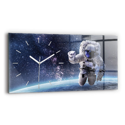 Glass wall clock rectangular Astronaut