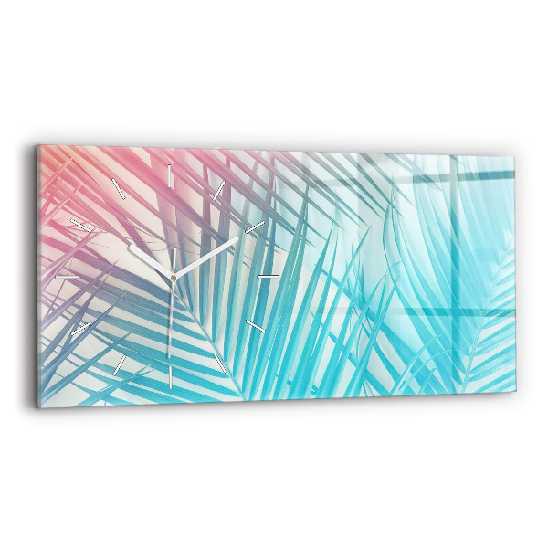 Glass wall clock rectangular Tropical palm tree