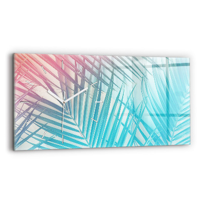 Glass wall clock rectangular Tropical palm tree