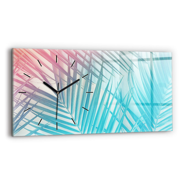 Glass wall clock rectangular Tropical palm tree