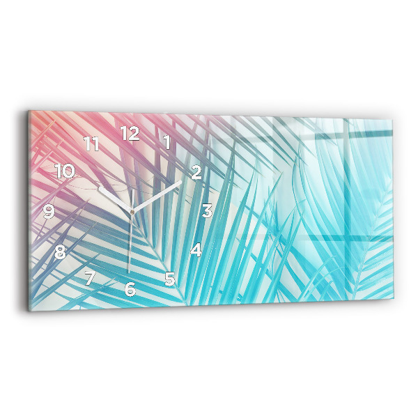 Glass wall clock rectangular Tropical palm tree