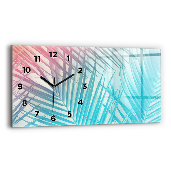 Glass wall clock rectangular Tropical palm tree