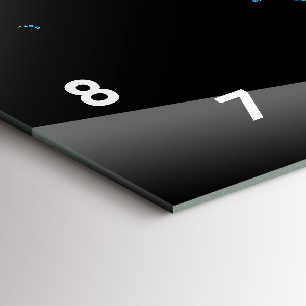 Glass wall clock rectangular World map outlines