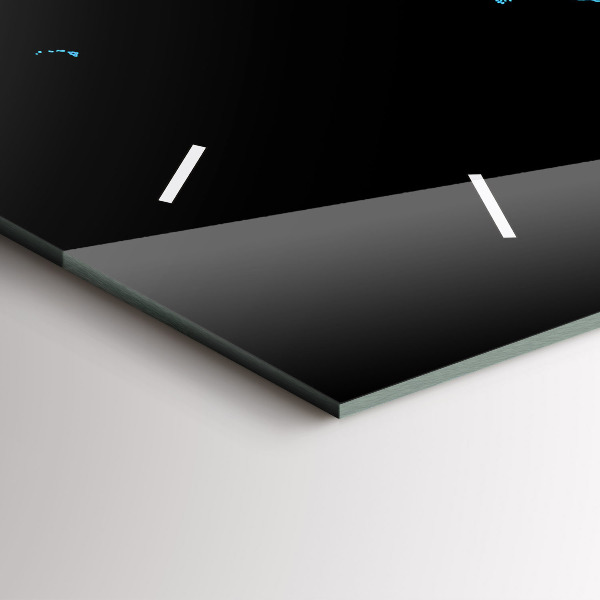 Glass wall clock rectangular World map outlines