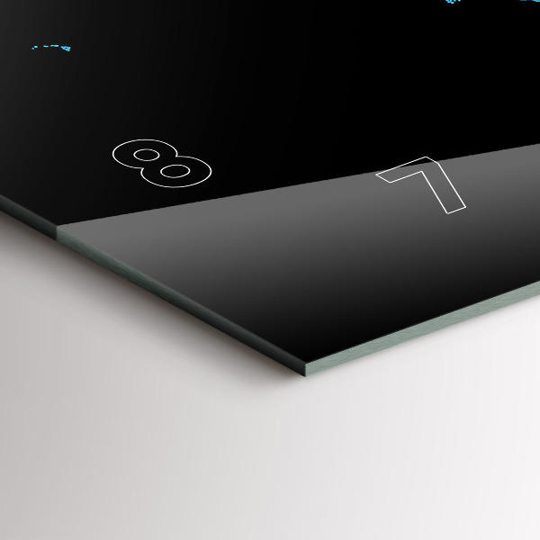 Glass wall clock rectangular World map outlines