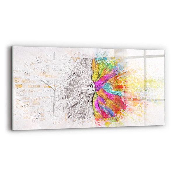 Glass wall clock rectangular Abstraction brain