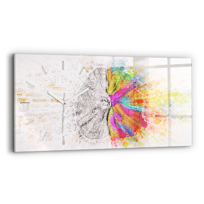 Glass wall clock rectangular Abstraction brain