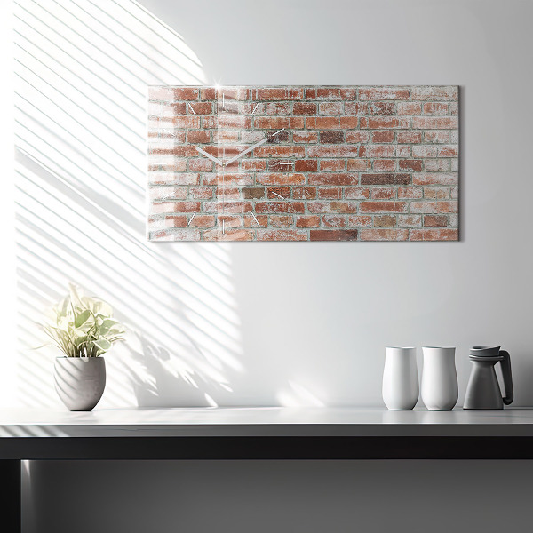 Glass wall clock rectangular Brick wall