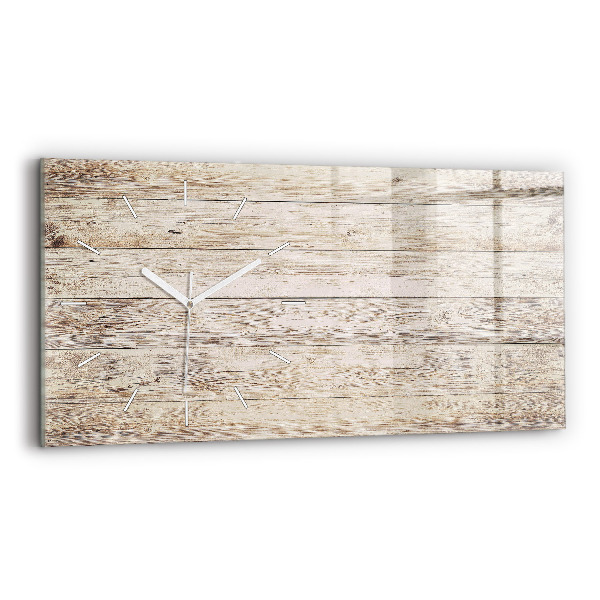 Glass wall clock rectangular Wooden panels