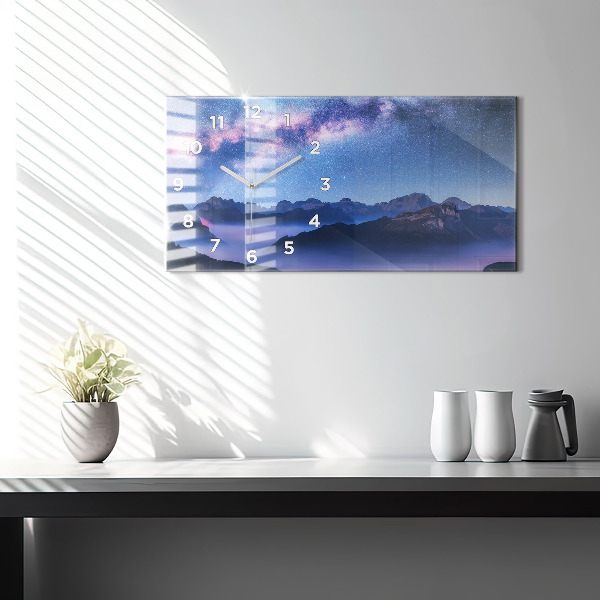 Glass wall clock rectangular Milky Way