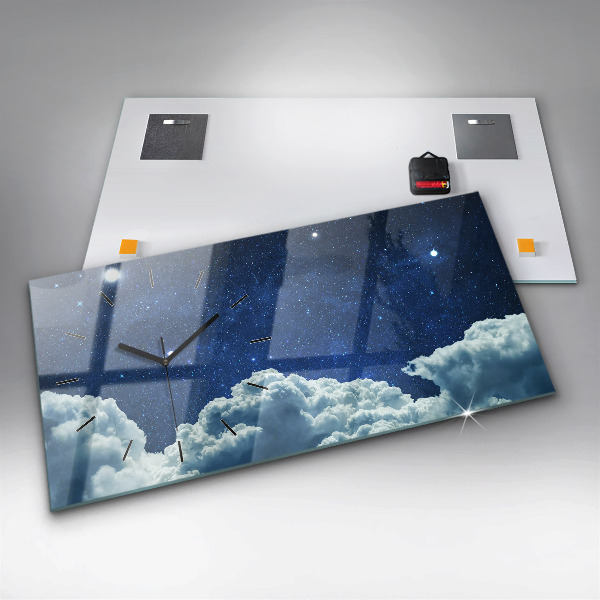 Glass wall clock rectangular Night sky