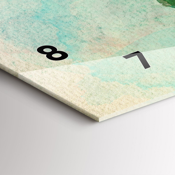 Glass wall clock rectangular Watercolor world map