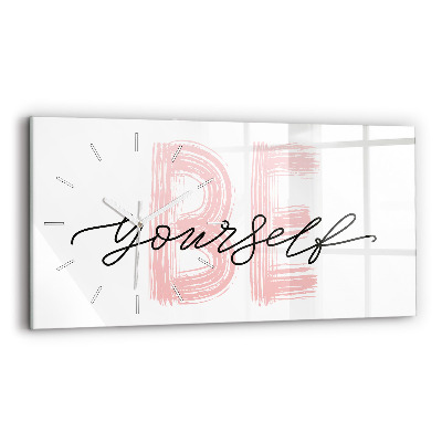 Glass wall clock rectangular The inscription Be yourself