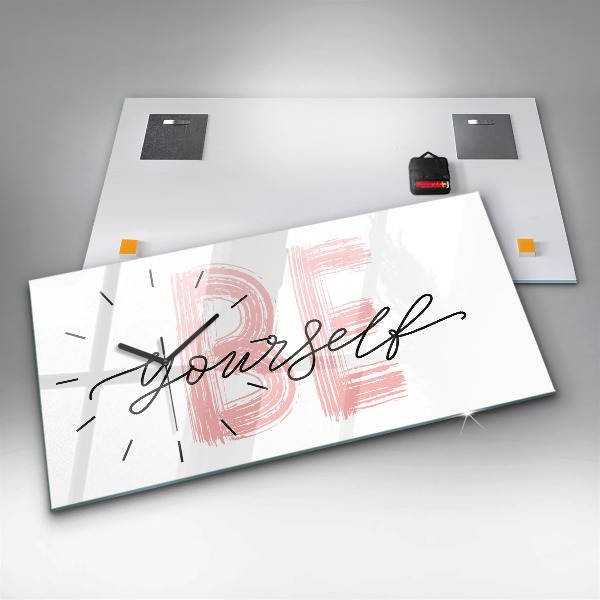 Glass wall clock rectangular The inscription Be yourself