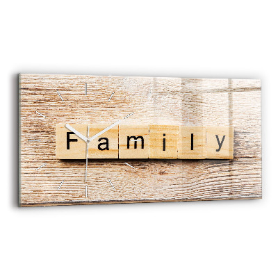 Glass wall clock rectangular The inscription family