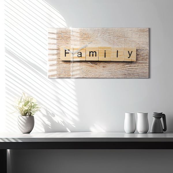 Glass wall clock rectangular The inscription family