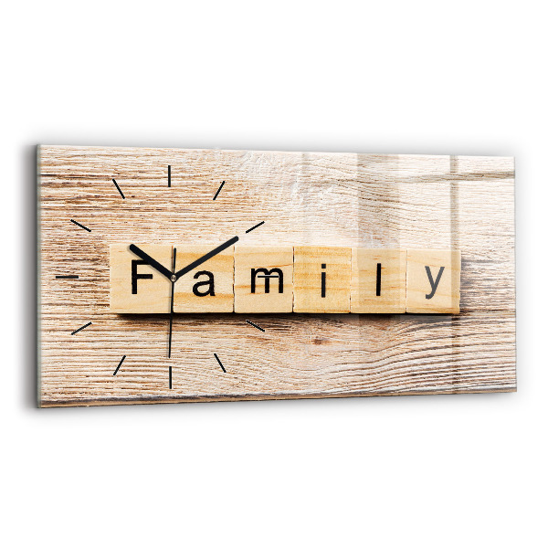 Glass wall clock rectangular The inscription family