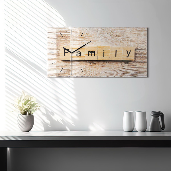 Glass wall clock rectangular The inscription family
