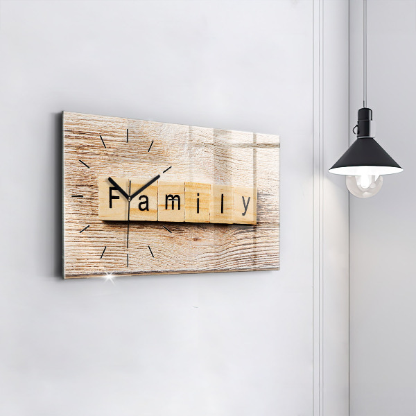 Glass wall clock rectangular The inscription family