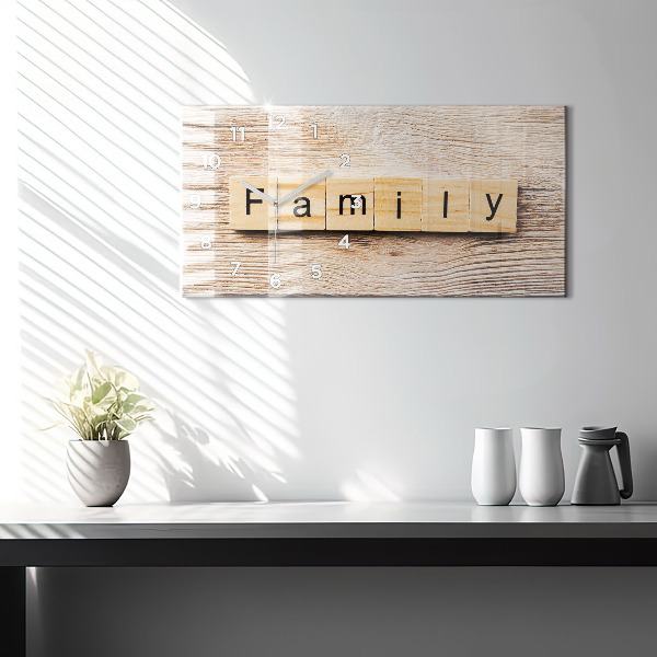 Glass wall clock rectangular The inscription family