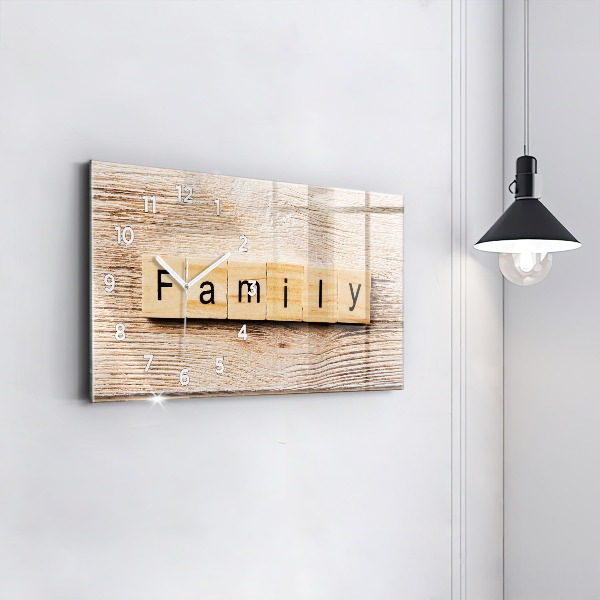 Glass wall clock rectangular The inscription family