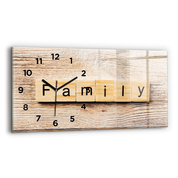 Glass wall clock rectangular The inscription family