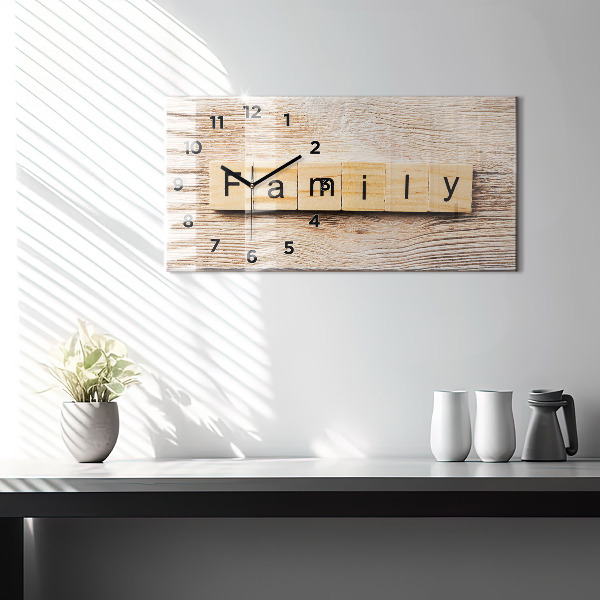 Glass wall clock rectangular The inscription family