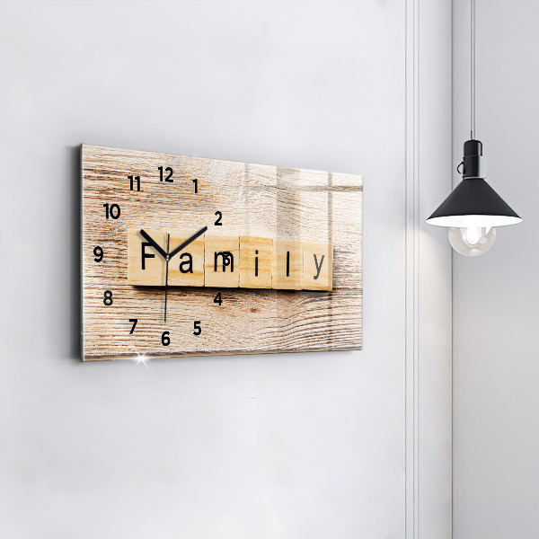 Glass wall clock rectangular The inscription family