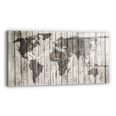 Glass wall clock rectangular World Map Boards
